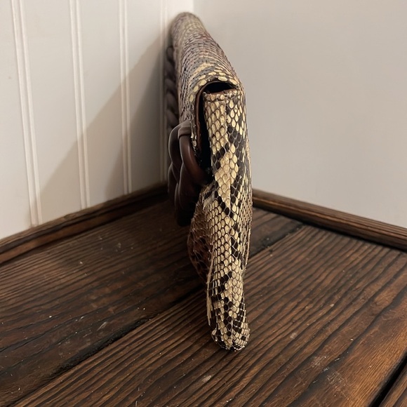 Michael Kors Snakeskin Pattern Envelope Clutch with Chunky Chain Detail - Picture 6 of 7